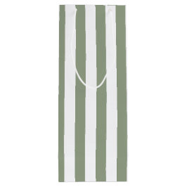 セージ・グリーンとホワイトストライプ ワインギフトバッグ