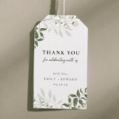 セージ・グリーンとホワイトフローラ結婚ズ・サンキュー ギフトタグ