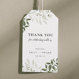 セージ・グリーンとホワイトフローラ結婚ズ・サンキュー ギフトタグ