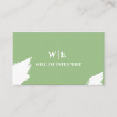 セージ・グリーンとホワイト・抽象芸術ユニーク・ビジネス・カード 名刺 (正面)