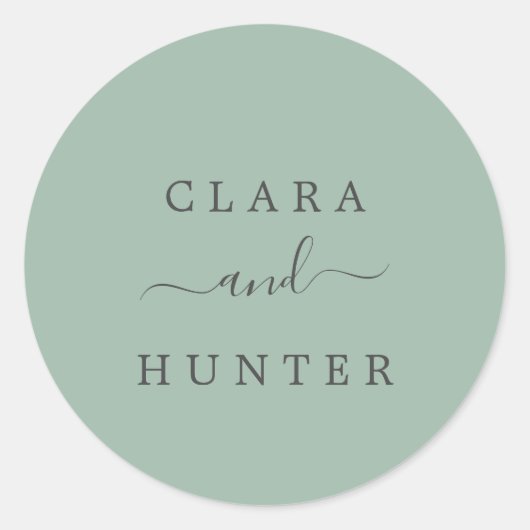 セージ・グリーンと結婚木炭の封筒用シール ラウンドシール (正面)