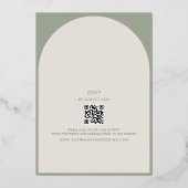 セージ・グリーンと金ゴールド結婚ズ 箔招待状 (裏面)