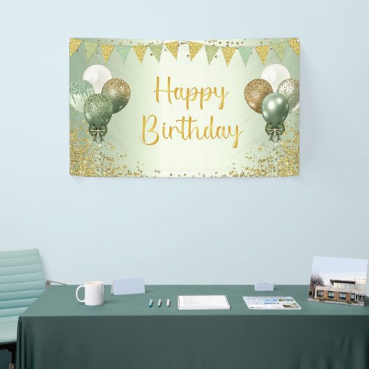 セージ・グリーンハッピーバースデーの女性用デコレーション 横断幕 (トレードショー)