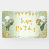 セージ・グリーンハッピーバースデーの女性用デコレーション 横断幕 (横)