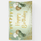 セージ・グリーンハッピーバースデーの女性用デコレーション 横断幕 (縦)