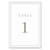 セージ・グリーンモダン・ウォーム結婚ミニマリスト テーブルナンバー (裏面)