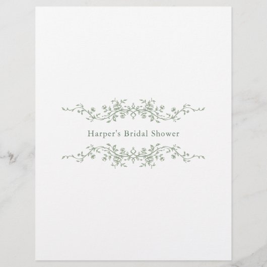 セージ・グリーン彼女はむしろ'ブライダルシャワーゲーム (裏面)