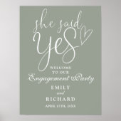 セージ・グリーン彼女はYes婚約歓迎サインを述べた ポスター (正面)