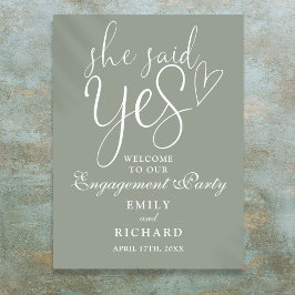 セージ・グリーン彼女はYes婚約歓迎サインを述べた ポスター