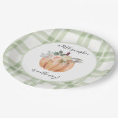 セージ・グリーン我々の小さなカボチャが途中にある ペーパープレート (アングル)