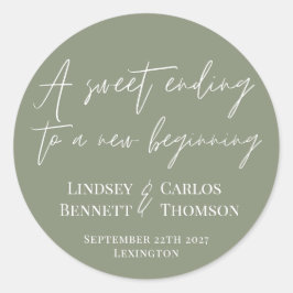 セージ・グリーン新しい始まりに甘い終わり ラウンドシール