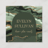 セージ・グリーン瑪瑙およびアーチ・ビジネス・カード スクエア名刺 (正面)