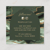 セージ・グリーン瑪瑙およびアーチ・ビジネス・カード スクエア名刺 (裏面)