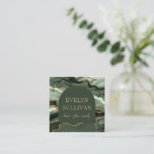 セージ・グリーン瑪瑙およびアーチ・ビジネス・カード スクエア名刺 (スタンド正面)