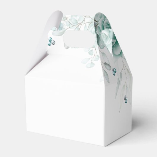 セージ・グリーン結婚フローラパーソナライズされた フェイバーボックス (裏面サイド)