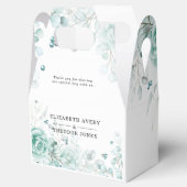 セージ・グリーン結婚フローラパーソナライズされた フェイバーボックス (オープン)