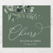 セージ・グリーン結婚フローラ スパークリングワインラベル (シングルラベル)