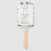 セージ・グリーン結婚ユーカリの式典プログラムHan ハンドファン (裏面)