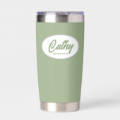 セージ・グリーン結婚様式化した花嫁 保温保冷タンブラー (正面)
