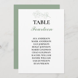 セージ・グリーン結婚・ユーカリのテーブル番号席 招待状