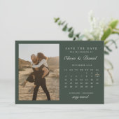 セージ・グリーン9月のカレンダー写真保存日 招待状 (スタンド正面)