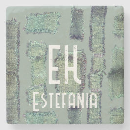 セージ・グリーン・オリーブ・パステル抽象芸術モノグラムモダン ストーンコースター