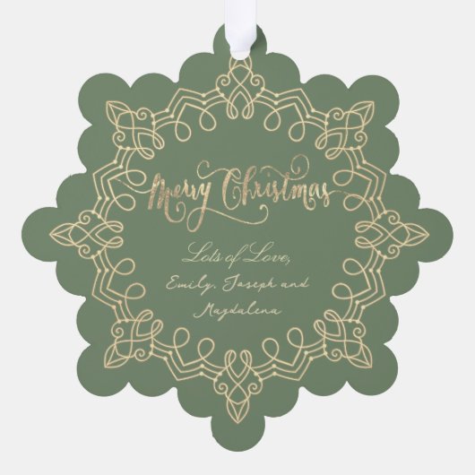 セージ・グリーン・クリスマス・新生児 オーナメントカード (裏面)