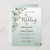セージ・グリーン・ゴールデン・ボタニカル・結婚式招待状 ポストカード (正面/裏面)