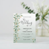 セージ・グリーン・ゴールデン・ボタニカル・結婚式招待状 ポストカード (スタンド正面)