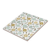 セージ・グリーン・タン・レトロ花柄 タイル (側面)