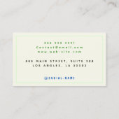 (セージ・グリーン、ターコイズ、アイボリーエレガント縁ど) コーリングカード (裏面)