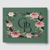 セージ・グリーン&ダスティーバラ刺繍花結婚の花 ゲストブック (裏面)