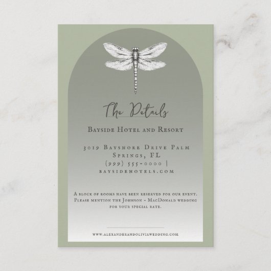 セージ・グリーン・ドラゴン結婚フライ エンクロージャーカード (正面)