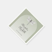 セージ・グリーン・ドラゴン結婚フライ スタンダードカクテルナプキン (角)