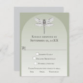 セージ・グリーン・ドラゴン結婚フライ 出欠カード (正面/裏面)