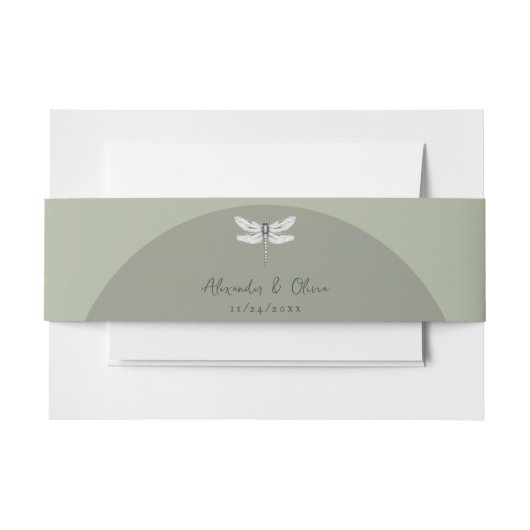 セージ・グリーン・ドラゴン結婚フライ 招待状ベリーバンド (正面例)