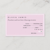 セージ・グリーン・ピンク・フローラ・チューリップ洗浄サービス 名刺 (裏面)