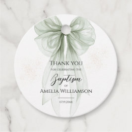 セージ・グリーン・ボウ・バプテスマ フェイバータグ