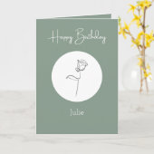 セージ・グリーン・ミニパーソナライズされたマル・バースデー・カード カード (黄色い花)