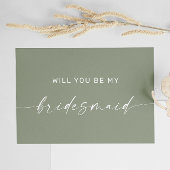 セージ・グリーン・ミニマリストのウッドランド花嫁の提案 ポストカード