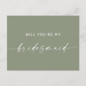 セージ・グリーン・ミニマリストのウッドランド花嫁の提案 ポストカード (正面)