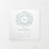 セージ・グリーン・モノグラム結婚美術物語献身的な 三つ折りプログラム (カバー)