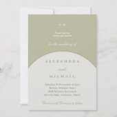 セージ・グリーン・モノグラム・ミニマリスト結婚ジャパンディ 招待状 (正面)