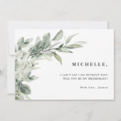 セージ・グリーン・ユーカリ私の花嫁になる 招待状 (裏面)