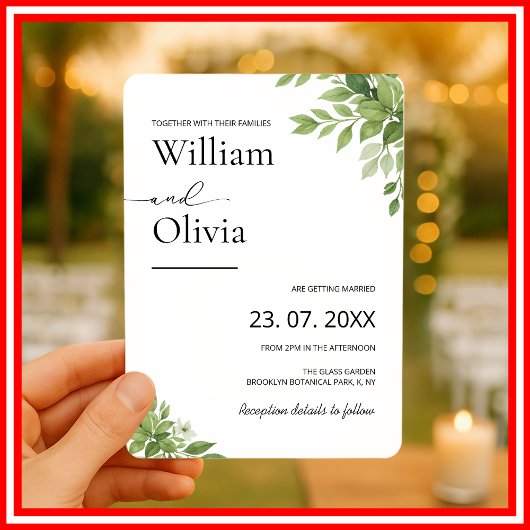 セージ・グリーン・ユーカリ結婚ー・グリーン 招待状