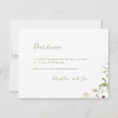 セージ・グリーン・ワイルドフラワーが私の花の女の子になる 招待状 (裏面)