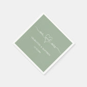 セージ・グリーンmrミセスハートスシンプルト結婚・スクリプト スタンダードカクテルナプキン (角)