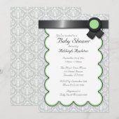 セージ&グレーダマスクベビーシャワー招待状 招待状 (正面/裏面)