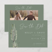 セージ サボテン 多肉植物 ウェディング セーブ・ザ・デート カード (正面/裏面)