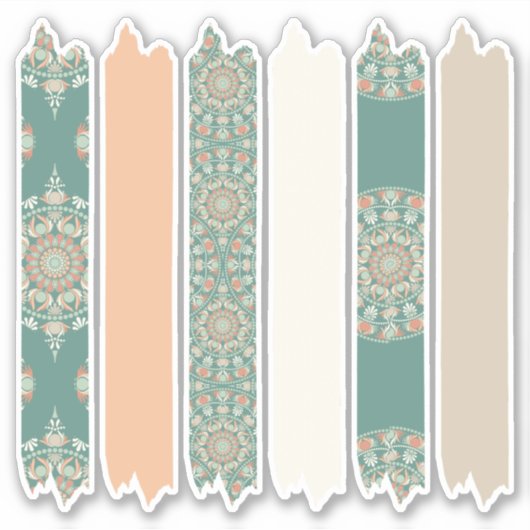 セージ&サンドレトロ応援マンダラパターンプランナー シール (正面)